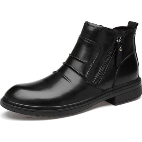 Super warm Winter Men Boots Plus Size 47 Genuine Leather Boots Men shoes Handmade Ankle Winter Boots for Men Botas hombre