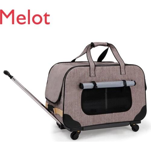 Super Breathable Pet trolley folding four-wheeled dog box cat suitcase bag breathable closed Lever Panoramic Skylight