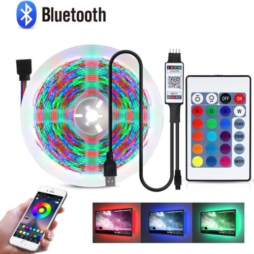 Bluetooth USB 5V RGB LED Strip Tape Light for TV Backlight Desktop Cabinet Background Computer 2835SMD Diode 1M/2M/3M/4M/5M