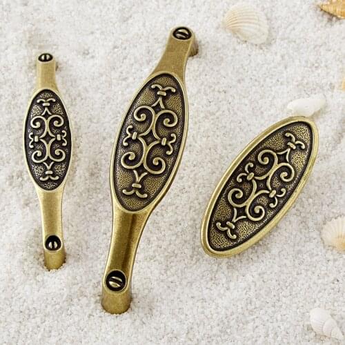 Vintage 2PCS European Antique Kitchen Cabinet Door Handles Cupboard Wardrobe Drawer Dresser Shoe Cabinet Pull Handles and Knobs
