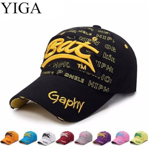 YIGA 2018 New Fashion Hole Baseball Cap Three-dimensional Embroidery BAT Patching Sun Hat for Man Women wholesale