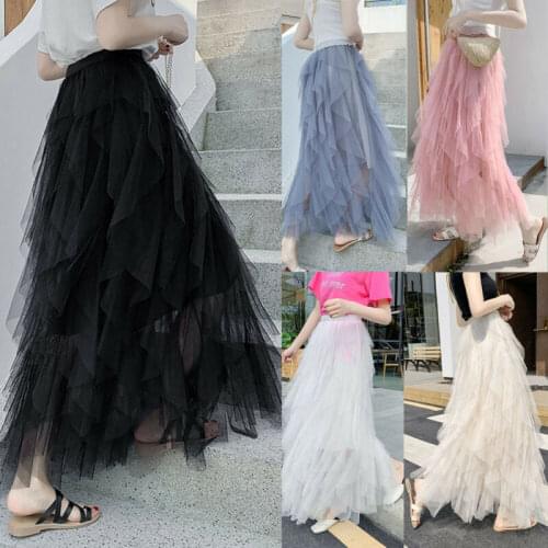 Women Lady Tulle Petticoat Long Maxi Dress Beach Skirt Summer Sundress