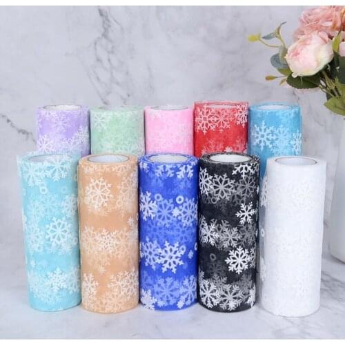 15cm*10Yard Glitter Snowflake Tulle Roll Wedding Decoration Tulle Organza Spool Birthday Party Baby Shower DIY Dress Tutu Fabric