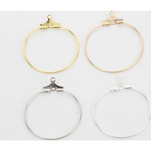 30pcs 25/30/35/40mm Round Hanging Earrings Hoops Big Circle Ear Wire Ear Hook For Jewelry Making DIY Handmade Supplies 4 Colors