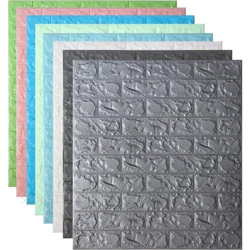 10 Pcs 3D Wall Stickers Self-Adhesive Tile Waterproof Foam Panel Living Room TV Background Protection Baby Wallpaper 70*77cm