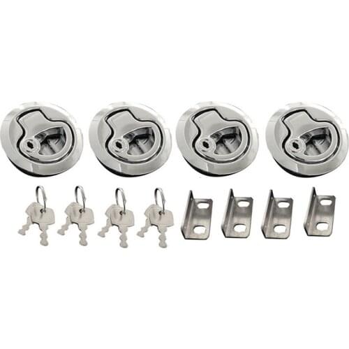4 Set Boat Hatch Latch Pull Marine Flush Mount Pull Latches for RV Yacht Truck Trailer Camper Deck Hatch Door Cabinet