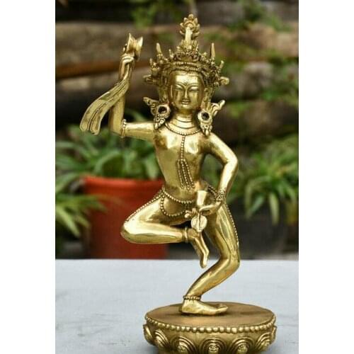 9" Tibet Brass Buddhsim Tantra Stand Vajrayogini Vajravarahi Buddha Sculpture