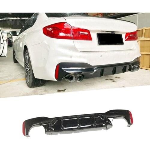 ABS Black Rear Bumper Lip Diffuser for BMW 5 Series G30 G31 G38 M-TECH M Sport 2017 2018 Bumper exhaust Guard Spoiler