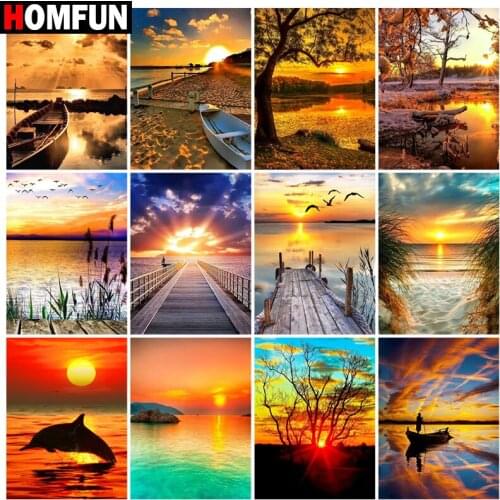 HOMFUN Diamond Painting Full Square/Round Diamond "Landscape sea sky" Pattern Embroidery Cross Stitch 5D Rhinestone Painting
