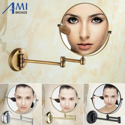 8" Antique Brass Bathroom Makeup Mirror Cosmetic Mirror Double Faced Bath Mirrors