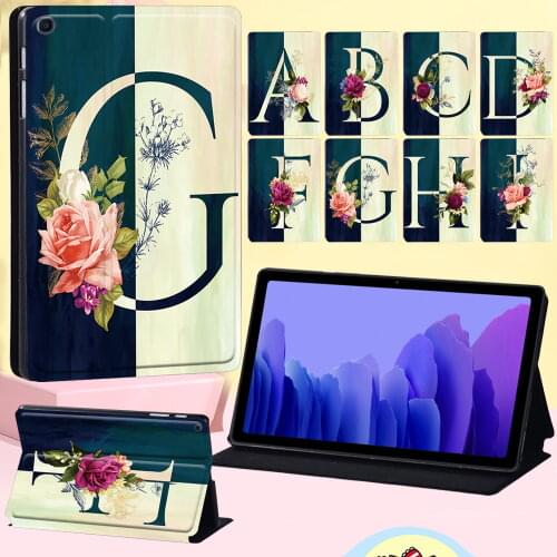 For Samsung Tab A7 10.4" 2020 T500 T505 Flip Tablet Case Half Letter Series PU Leather Protective Case Tablet Accessories + Pen