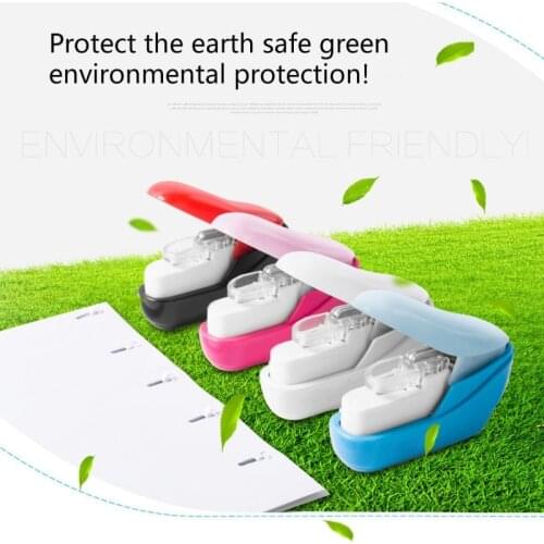 Color Stapleless Stapler Book Paper Stapling Stapler Mini Portable No Staples School Office Supplies