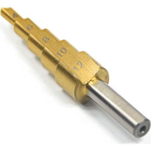 HSS Spiral Grooved Step Drill Bit Solid Carbide Mini Drill Accessories Titanium Step Cone Drill Bit 4-12 mm