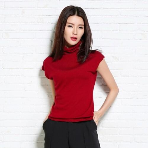 Cashmere Soft Elastic Sweaters and Pullovers Heap Collar Short Sleeve Summer Women Sweater Female Brand jumpers Pullover