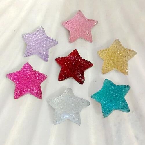24Pcs Size 16mm Five Star Flatback Resin Dotted Round Rhinestone Cabochon Gems, Rhinestone For DIY Decoration