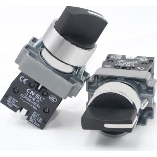 Metal Knob Switch XB2 Second Gear Third Gear Changeover Switch Self-locking Self-reset 22mm Opening Start Button Rotary Switch