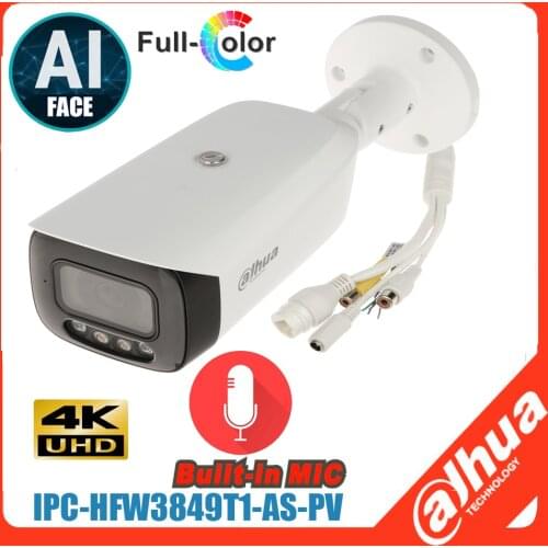 Mutil language Dahua 4K IP Camera IPC-HFW3849T1-AS-PV 8MP Full-color Active Deterrence Bullet WizSense Network Camera