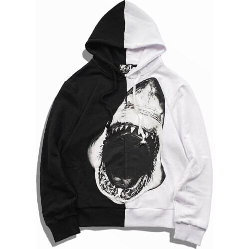 New Baolideng High Men Shark teeth Yin yang Hoodies Hoody hooded Sweatshirts velvet Cotton Drake Thicken Fleece #E22