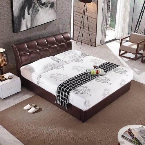 RAMA DYMASTY genuine leather soft bed modern design bed bett, cama fashion king/queen size bedroom furniture