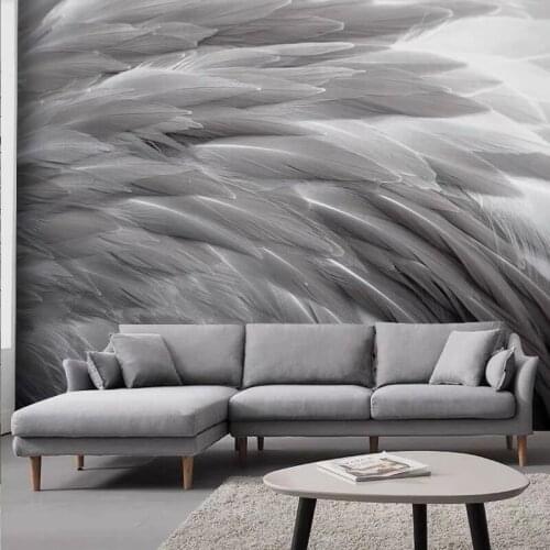 Bacal 3d Wallpaper Murals Vintage Feather Wall Stickers Wall Decor Art for Cafe Restaurant Hotel Building 8D Wall paper Mural