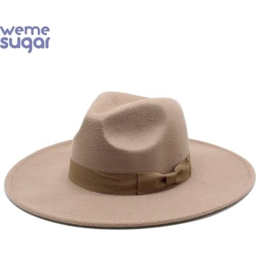 WeMe 2020 New Design Wool Felt Fedoras With Bowknot Woollen Caps