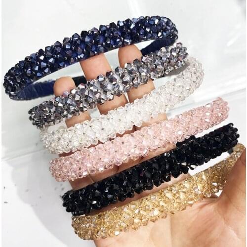 Baroque Rhinestone Headbands Temperament Retro Crystal Thin Hair Hoops Girls Alloy Crown Square Rhinestone Hair Headbands
