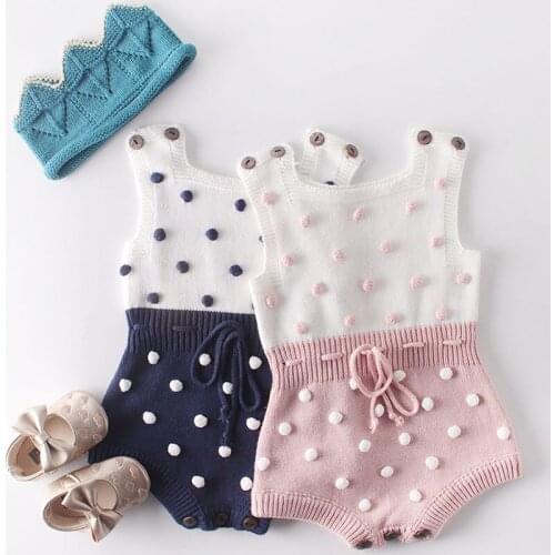 Baby Girl Clothes Knitted Newborn Baby Rompers Cotton Infant Baby Boys Jumpsuit Overalls Handmade Pompom Baby Girl Romper