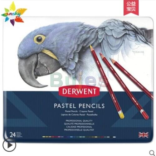 UK Derwent Pastel Water soluble pastel pencil water soluble lead Coloring pen 12/24/36/72 color iron box powder brush powder