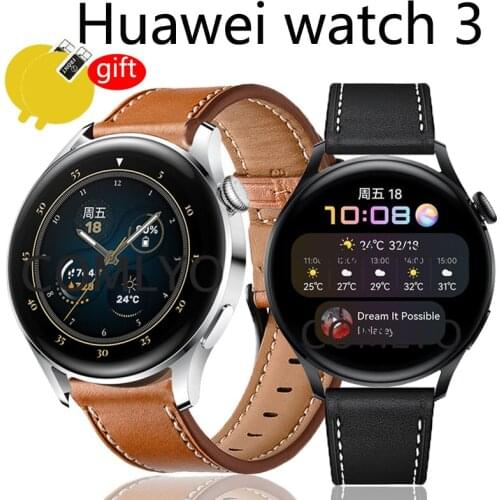 Genuine leather strap for Huawei watch 3 / 3 pro smart watch band replacement bracelet belt for huawei watch 3 screen protector