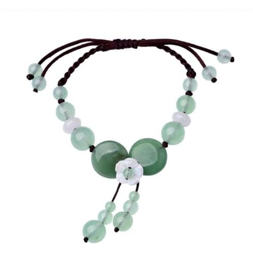 Handmade Weave White Shell Flower with Green Aventurine Elastic Bracelet Rose Pink Quartz Charm Jewelry