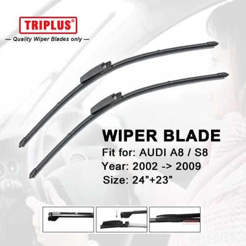 Wiper Blade for AUDI A8 / AUDI S8 (2002-2009) 1 set 24"+23",Flat Aero Windscreen Wiper,Boneless Windshield Soft Wiper Blades