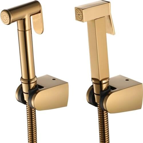 HIDEEP Bidet Faucet Gold Brass Handheld Shower Bidet Douche Spray Toilet Shattaf Sprayer Stainless Steel Shower Hose ABS Base