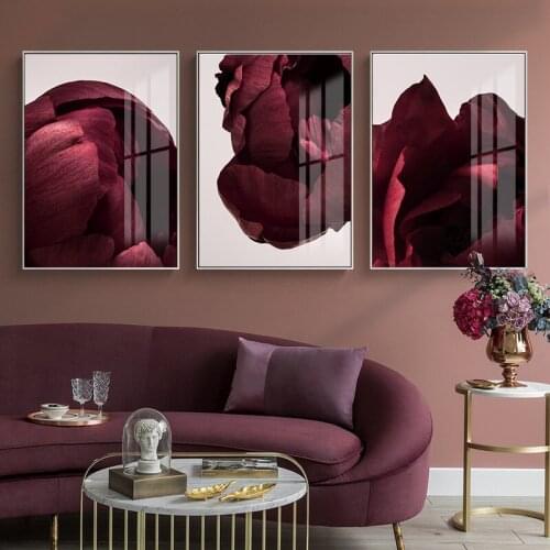 Modern Minimalist Abstract Red Rose Flower Poster Picture Room Wedding Room Living Room Home Decoration Painting Frameless