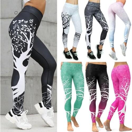 Printed yoga wear fitness exercise sweat wicking quick-drying high elasticity plastic waist hip fitness pants Sports Leggings