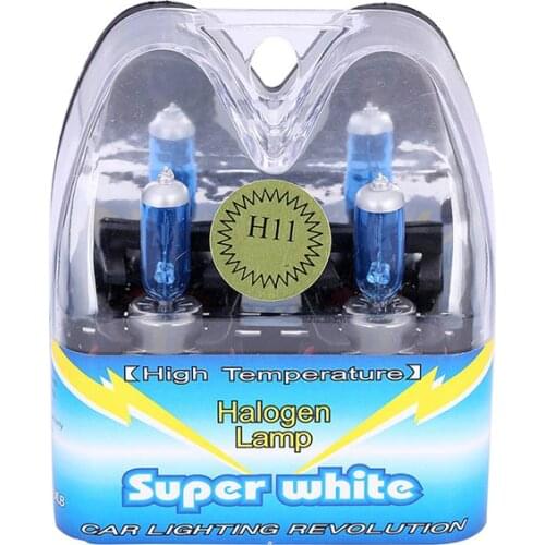 SZKDCE 2pcs H11 12V 100W 6000K H11 Xenon Super White Halogen Car Light Source Bulbs Automobile Headlights Auto Lamp Parking Cars