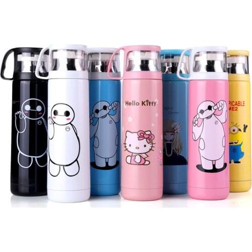 350/500ml Double Wall Stainless Steel Thermos Bottle For Water Vacuum Cute Cartoon Thermo Mug Christmas For Kids Couple Gift