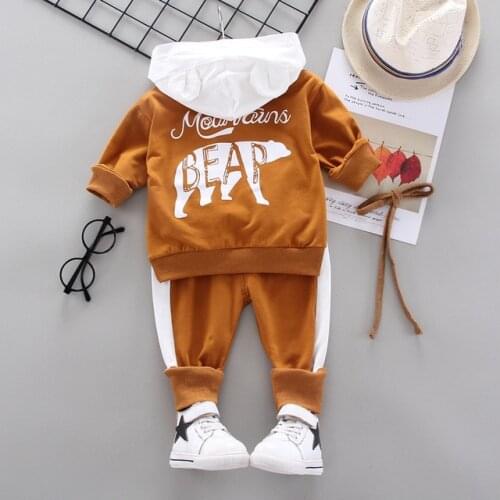 Spring & Autumn Kids Clothes Girls Outfits Fashion Baby Boys Clothes Long Sleeve Hooded Tops+Pants Children Clothing 1-5 Years