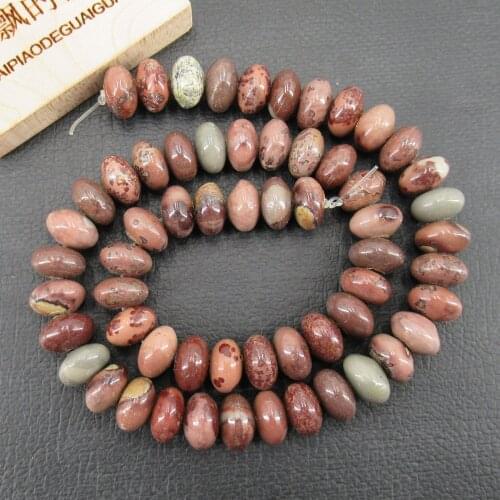 APDGG Smooth Picture Jasper 6x10mm Rondelle Beads Semi Precious Gemstone 15" Jewelry Making DIY