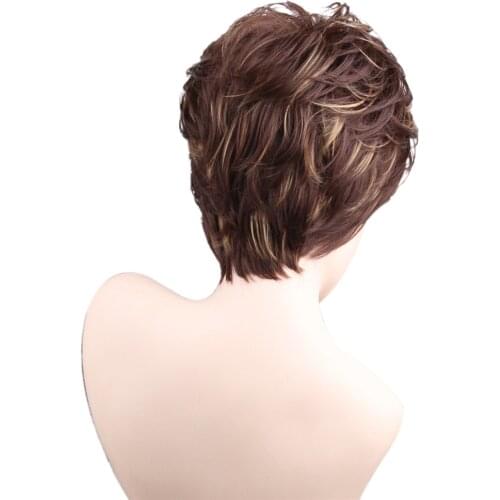 Women Short Wave Curly Layered Hair Wigs