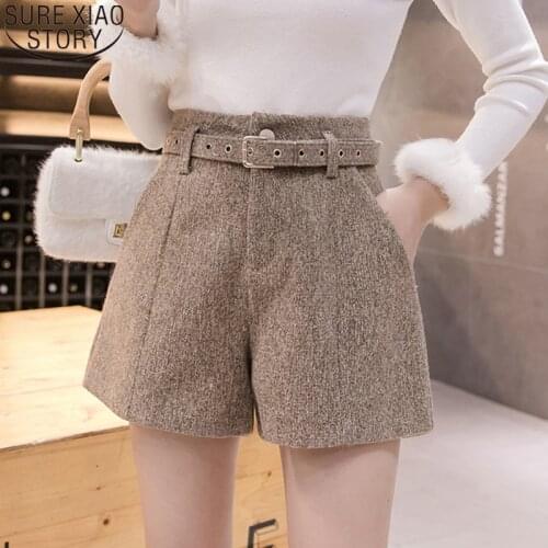 Elegant Leather Shorts Fashion High Waist Shorts Girls A-line Bottoms Wide-legged Shorts Autumn Winter Women 6312 50