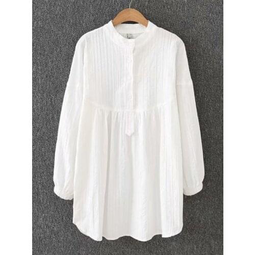 Plus Size Womens Autumn New Loose Jacquard Pullover Stand Collar Shirt Dress XL/4XL