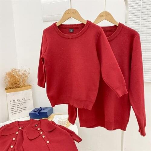 2020 parent child winter festive thickened knitted sweater girls' woolen dress new year fashion