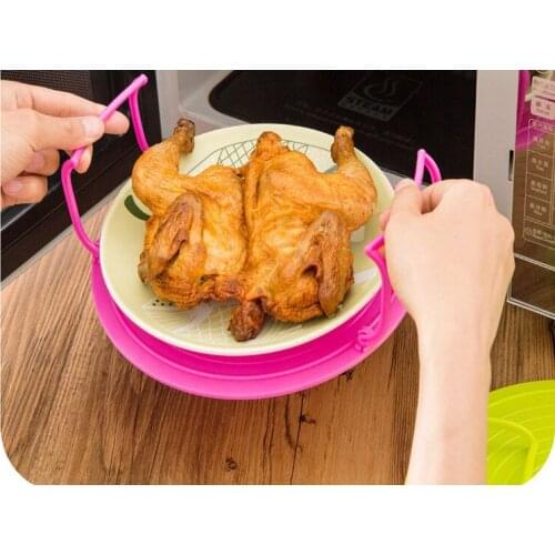 1PC Food Heating Tray Rack Heat Insulation Layered Microwave Oven Plates Shelf Plastic Stand Desk Kitchen Plate Stand OK 0674