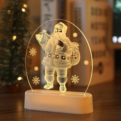 1PCS Christmas Light Room Decoration Romantic 3D Lamp LED Night Light Decor Table Lamp Snowman Bell Acrylic Ornament Night Light