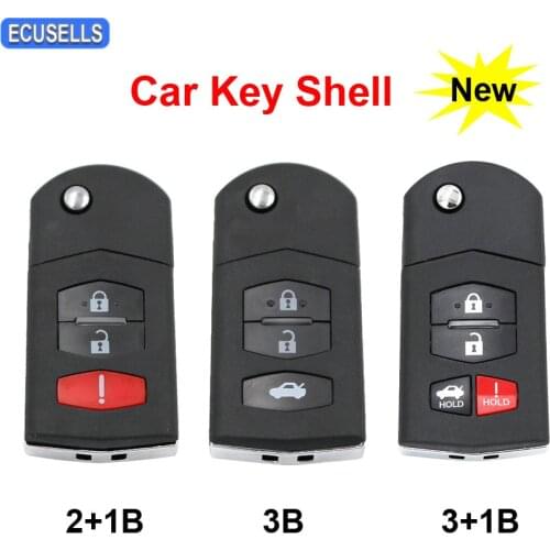 2+1/3/3+1 Button Folding Flip Remote Key Shell Case Fob Smart Car Key Housing for Mazda 3 5 6 RX-8 CX-7 CX-9 with Uncut Blade