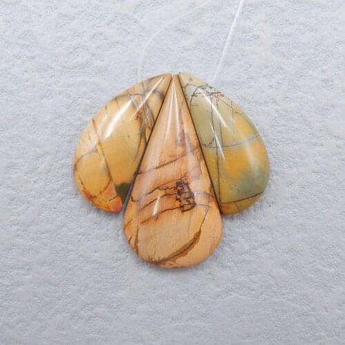 2Pcs Natural Stone Multi-Color Picasso Jasper Pendants 45x15x4mm 38x15x5mm,8g