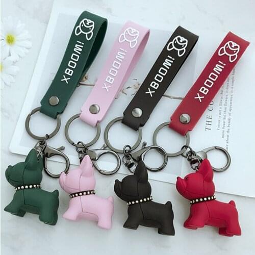 Cute Cartoon Pet Key Chain Bulldog Keychains Creative Trendy Cartoon Key Holder Ladies Bag Key Ring Accessories