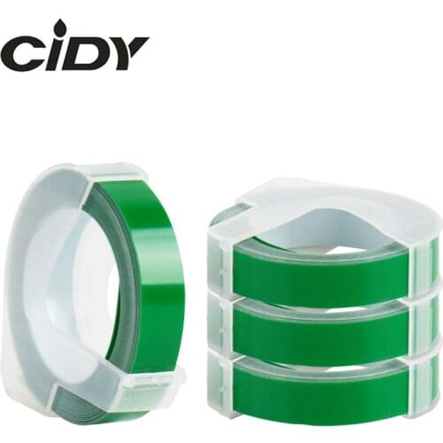 CIDY 4pcs Compatible DYMO 3D 9mm Green Plastic Organizer Xpress Labels for Embossing Label Makers DYMO 1610/1575 Motex E101
