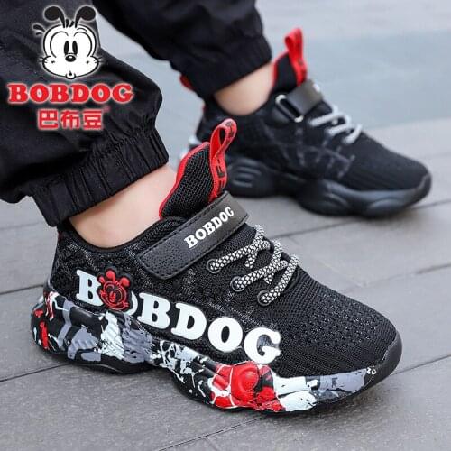 Bobdog childrens shoes boys sports fashion cartoon childrens breathable lightweight casual mesh shoes