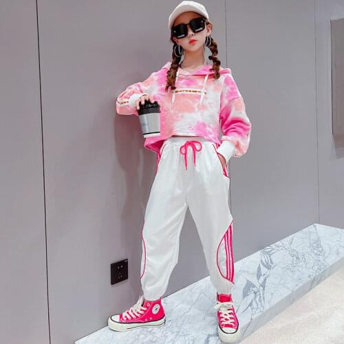 Kids Girls Leopard Print Hoodie Suits 8 10 12 years Long Sleeve Fashion Teen Girls Outfit 2021 New